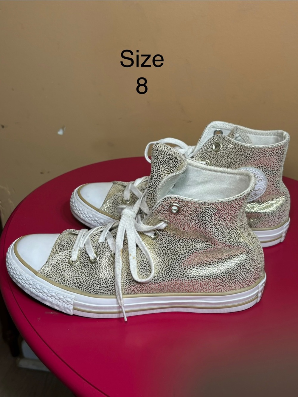 Converse Kids High-Top Sneakers in Metallic Gold
